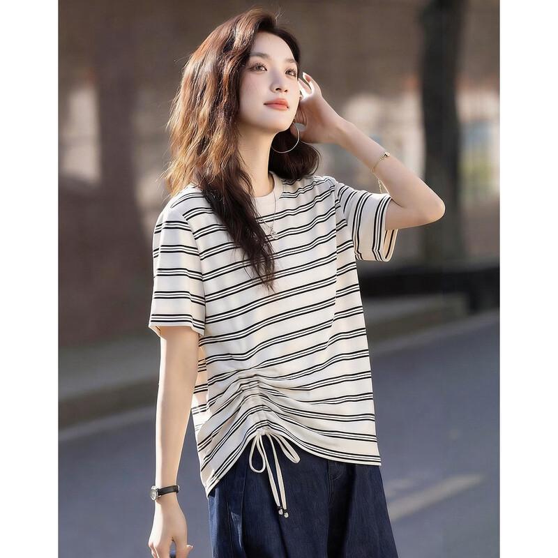 Demana Women s Cloud Feel Striped Short Sleeve T-Shirt L
