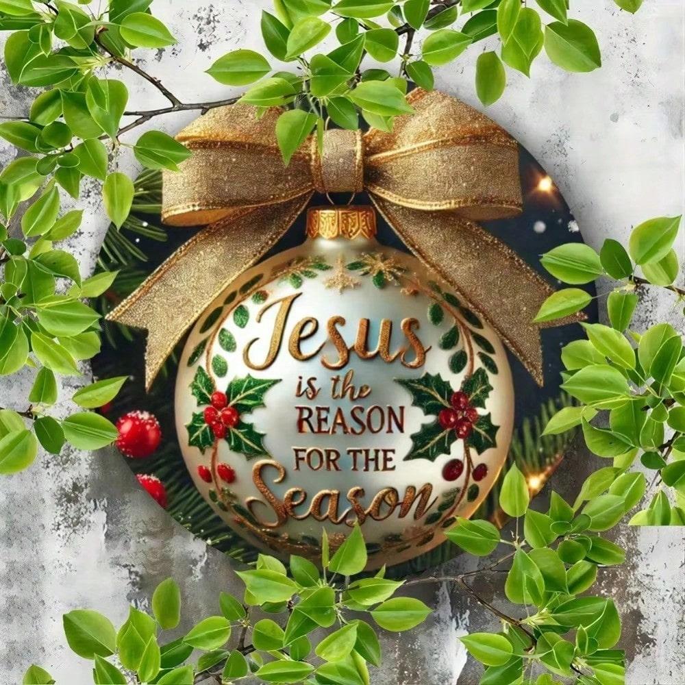 Vintage Jesus Religious Metal Tin Sign 8x8 Inch Round Wall Decor For Christmas Pre Drilled Holes
