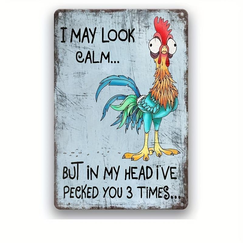 Crazy Chicken Coop Cedule Retro kovová uvítací plaketa Legrační statek Ideální pro kurník nebo kuchyni Ideální dárek na zeď