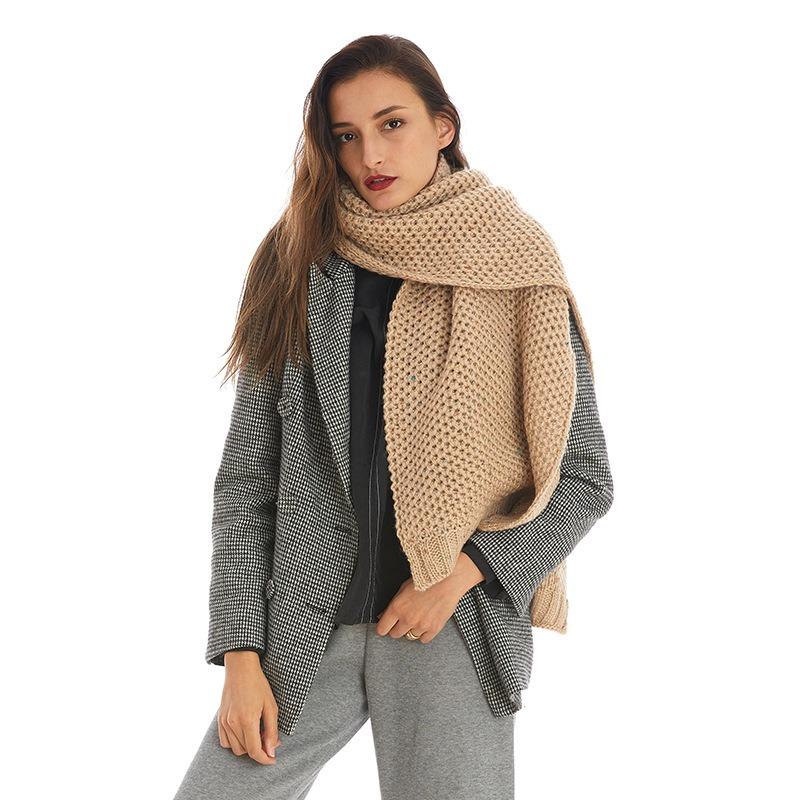 Scarf women's winter new versatile warm wool scarf men's and women's knitted thickened scarf