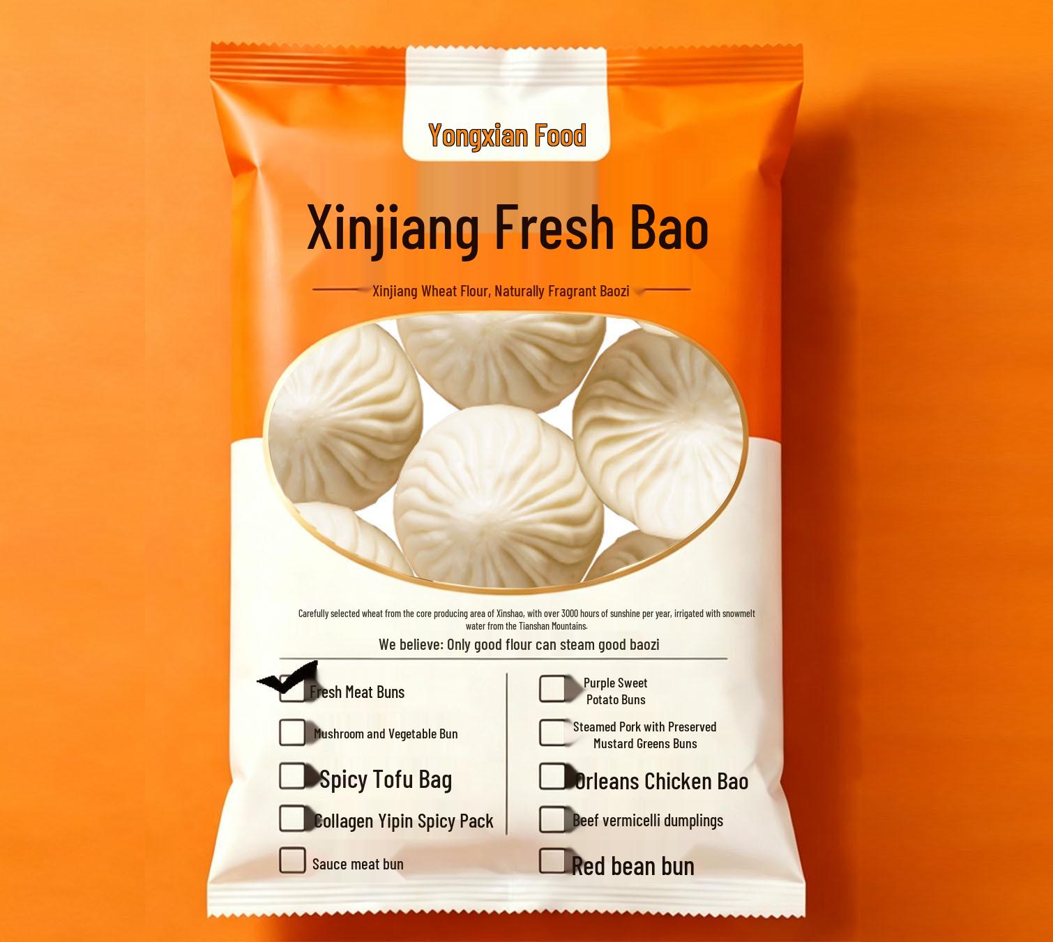 Komerciāli Lieli 80g Brokastu Baozi -