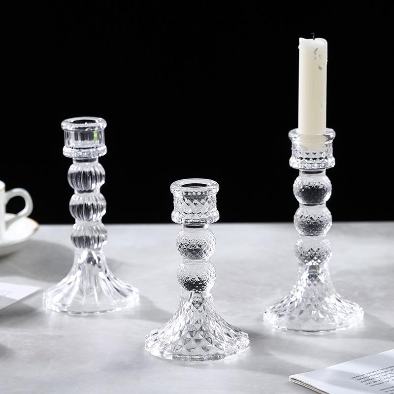 Nordic Simple Crystal Glass Candlesticks Are for Table Weddings Light Luxury Romantic Atmosphere Decorations Photo Props
