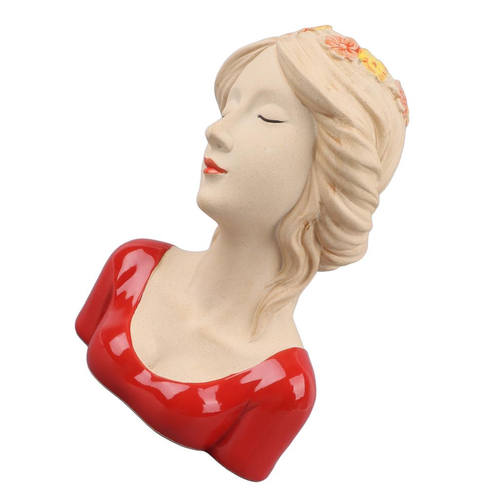 Modern Ceramic Face Vases Decorative Modern Shy Girl Flower Lady Head Vase for Unisex Plants Lover