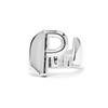 Ring - LUXENTER - Alphabet - Letter P - Adjustable Size - Rhodium Plated - Silver