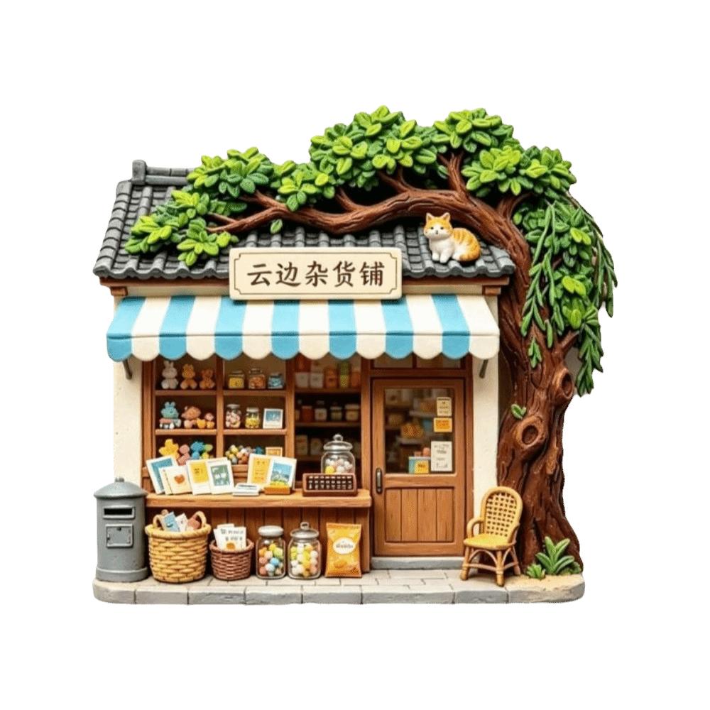 House Home Decoration Shop Shape Magnetic Sticker Chinese Style Refrigerator Magnet Gift