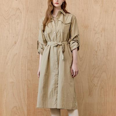 Belted Trench Shirt Dress With Out Pockets Zd05qp003on