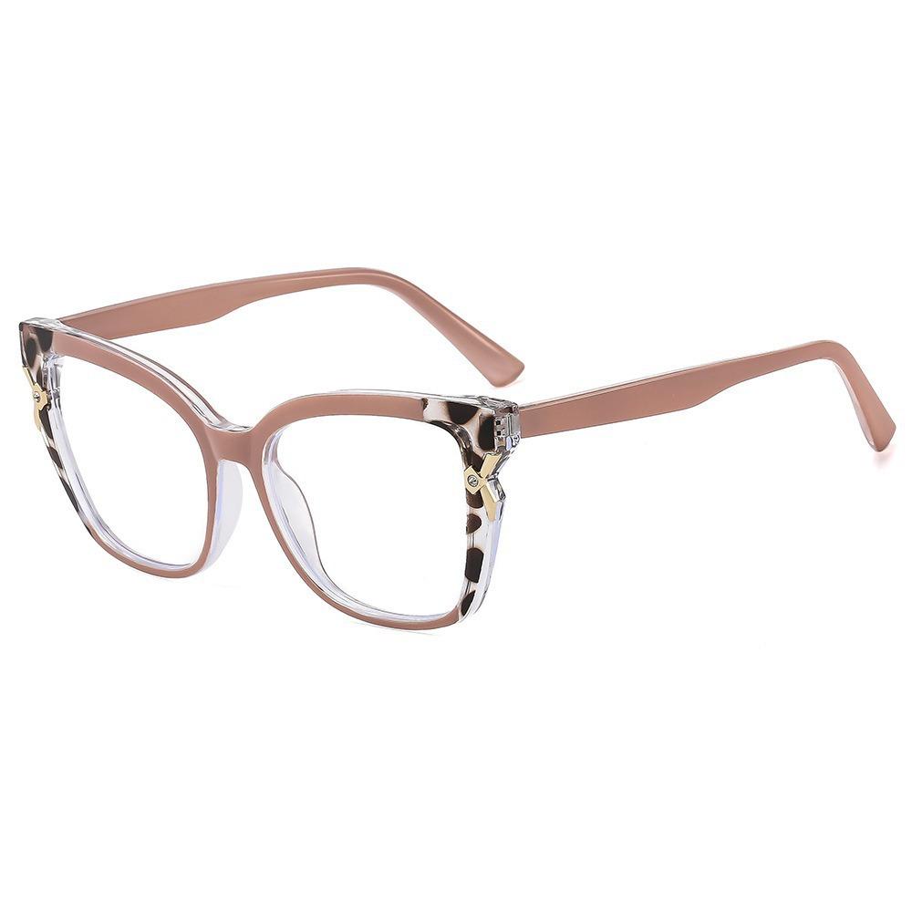Personality ins retro fashion cat eye frame Internet celebrity large frame anti-blue glasses new color matching glasses frame flat mirror
