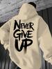 Sudadera Con Capucha Y Estampado De Letras 'Self Confrontation', Con Cordón Ajustable Y Bolsillo Tipo Canguro, Cómoda, Informal Y a La