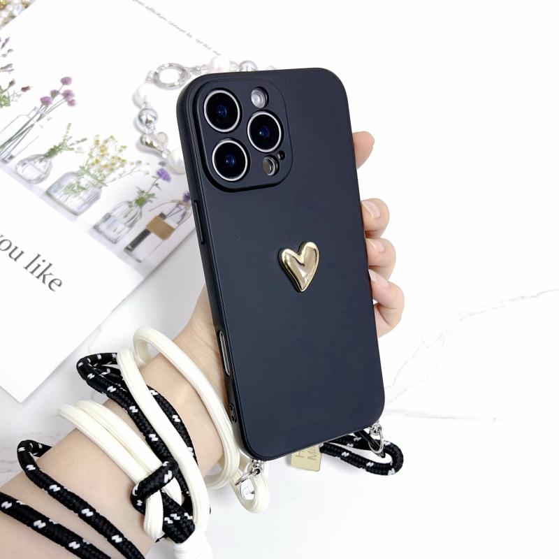 Crossbody Lanyard Case For Xiaomi 15T Mi 17 Pro Max Redmi 15 15C Note 14 Pro Plus 14C 14T Strap Shockproof Anti-Loss Love Cover