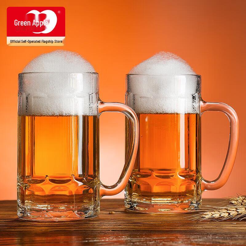 Премиальные стеклянные пивные кружки  Зеленое яблоко