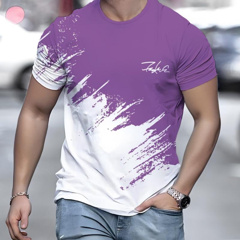 Tricou casual pentru bărbați Tricou cu mânecă scurtă cu imprimeu în gradient pentru bărbați Tricou cu model text 3d Top Fashion Design stradal Îmbrăcăminte pentru bărbați