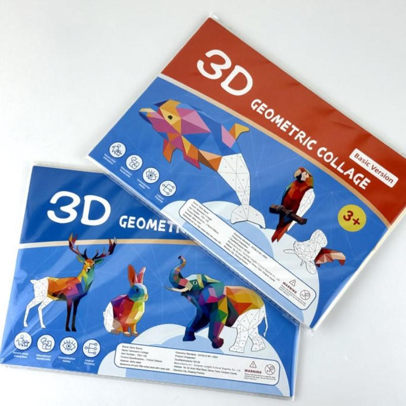 1 Sada Zvířecí Kognitivní Trénink Osvícení Hračka Samolepky 3D Geometrické Koláže Dětské Puzzle Zlepšit Soustředění Ručně Vyráběné Samolepky