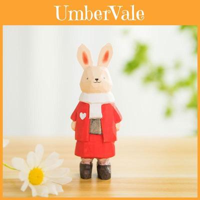 Wooden Animal Figurine Craft Modern Minimalist Home Decor Kids Room Sitting Desk Accessory