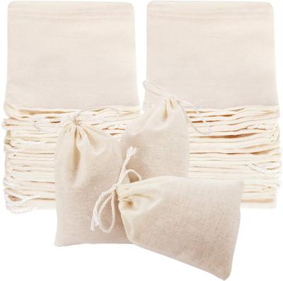 LUCKYBEE Disposable Empty Tea Bags 10x15cm 50pcs Unbleached Cotton Muslin Drawstring Filter for Loose Leaf Coffee Herbs Spices