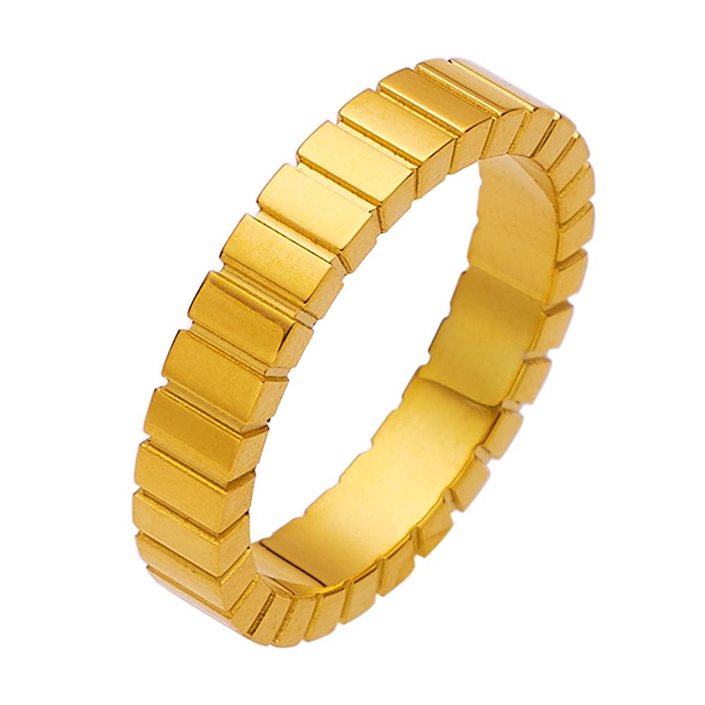 Fashionable and Indifferent Style Light Luxury Ring Simple Striped Checkered Ring for Women