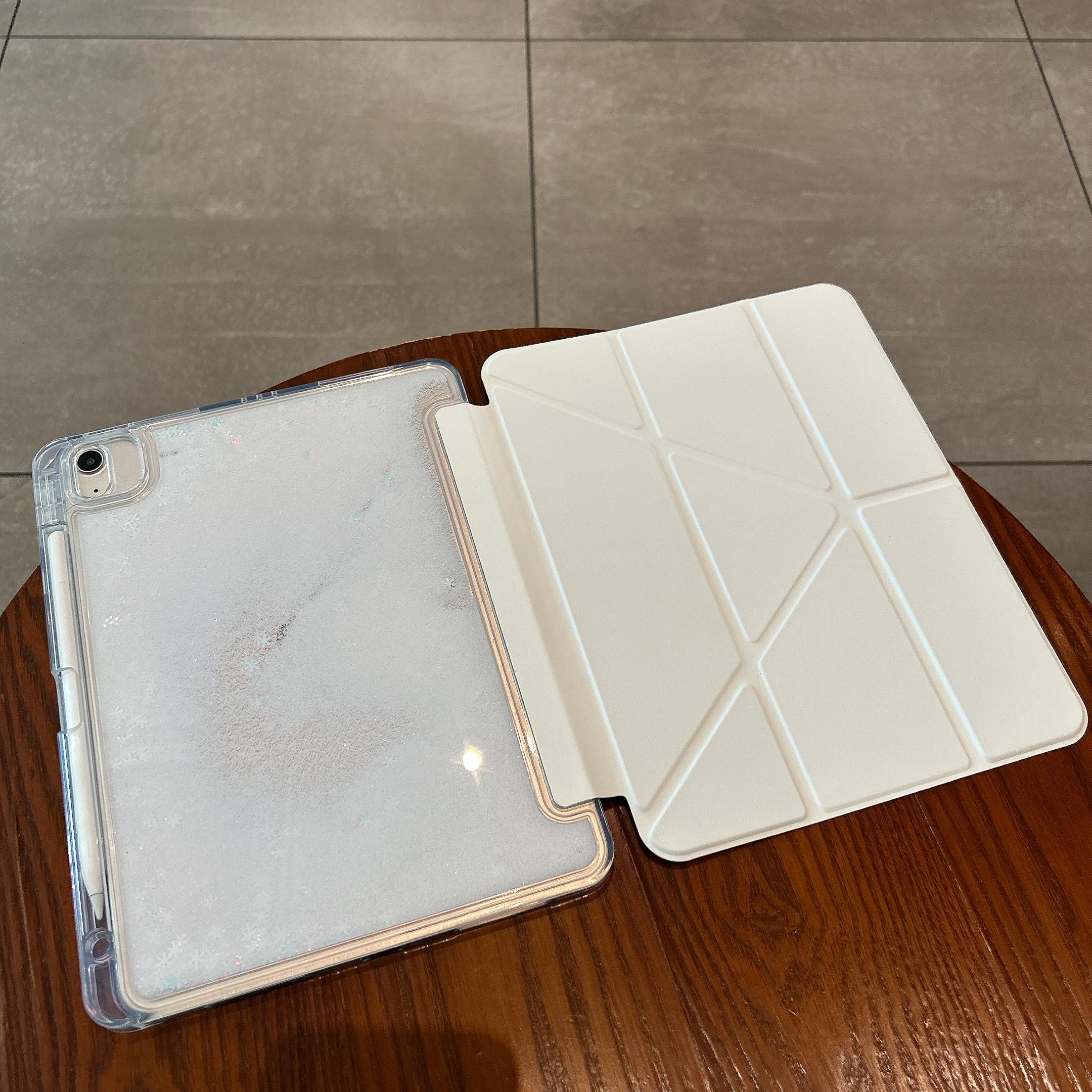 Pour iPad A16 11ème 10ème Pro 11 Air 11 4 5 10.9 10.2 9ème 8ème 7ème Air 3 10.5 avec Support Stylo Coque Arrière Liquide Dynamique Sable Mouvant mini 6 7 blanc