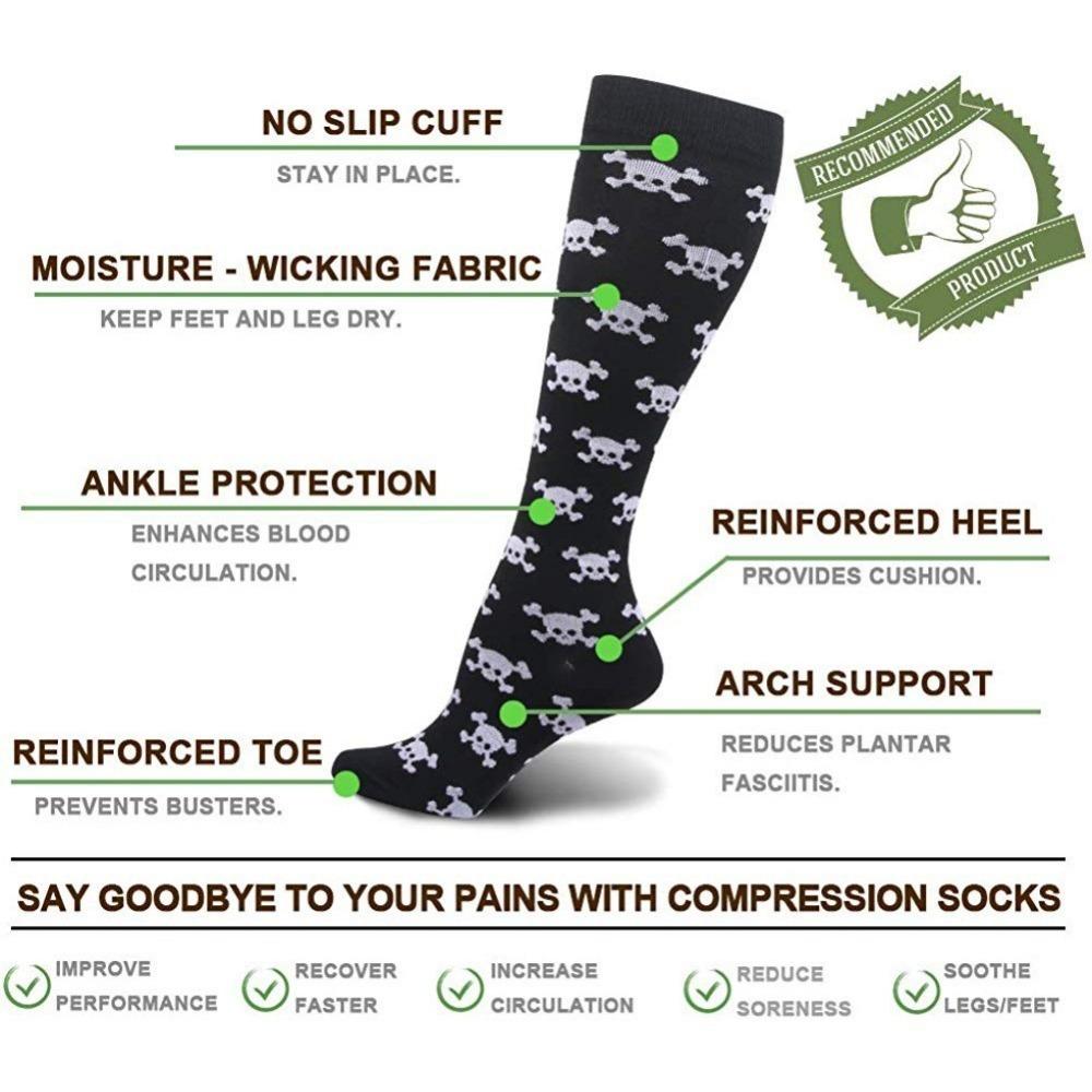 Varikozele Socken Kompressionssocken Halloween Totenkopf Knochen Fledermaus Zahn Herren Sportstrümpfe Radfahren Laufen Krankenschwester Damen Socken Geschenk