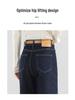 2025 Trendy Women's Wide-Leg Dark Blue Jeans - Spring Straight-Leg Drape Pants