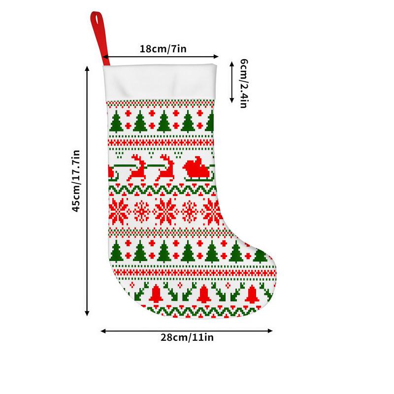 Christmas Decoration Fireplace Hanging stockingChristmas Stockings 1pc 45.72 Cm, Christmas Pattern Green Red P