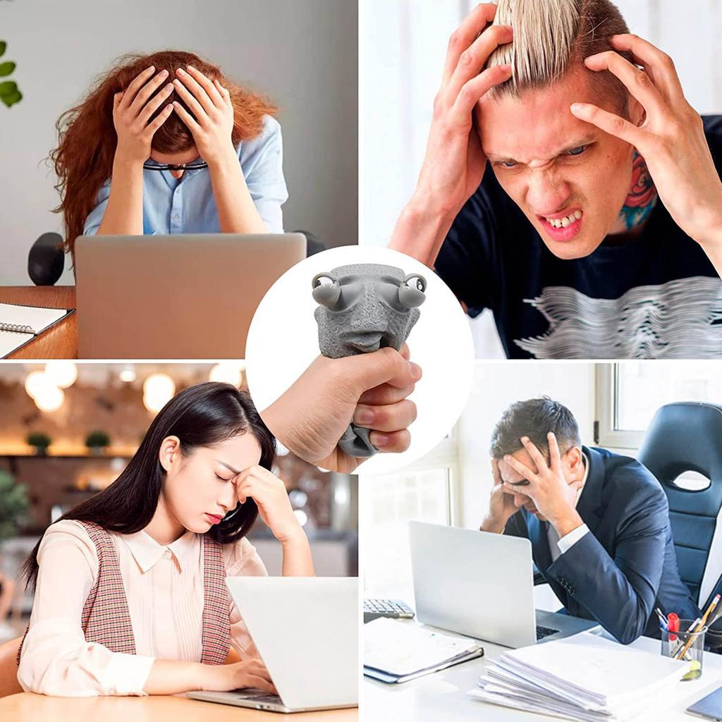 Kids Squeeze Decompression Toy Rock Type Stress Relief Glaring Eyes Sensory Toy Brown