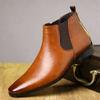 Designer Winter High Tops Men's Pointed Toe Slip On Leather Chelsea Ankle Boots For Men New Brand Fashion Shoes Zapatos Hombre