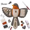 Kit de Costura Organizador de Pássaro de Feltro DIY, Bolsa Artesanal Decorativa Portátil, Bolsa de Armazenamento Prática com Fenda para Tesoura e Almofada para Agulhas, Bordado
