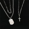 Multi-layer Punk Chains Cross Pendant Cool Hip Hop Geometric Metal Necklaces Fashion Sweater Chain Necklace