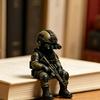 Mini Tactical Soldier Figurine, Realistic Sitting Sniper Resin Statue Model, Armed Special Forces Collectible Sculpture Decoration