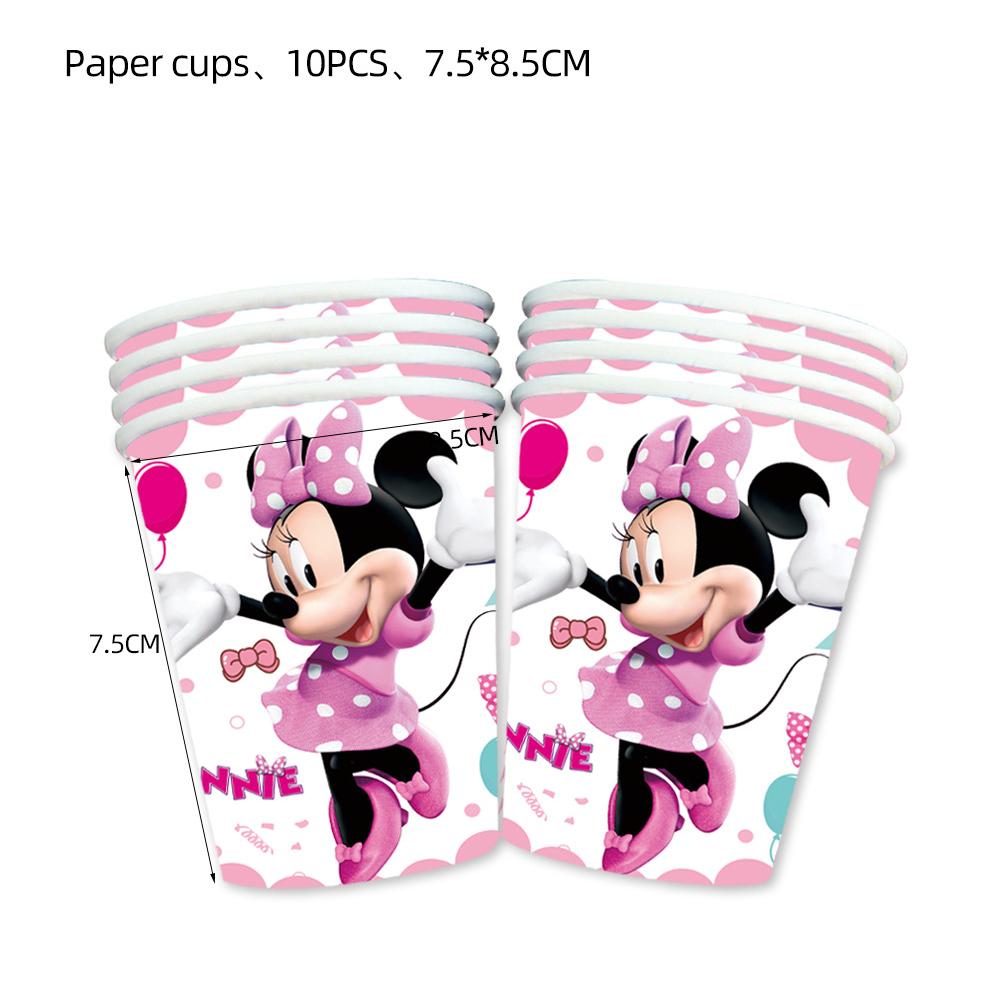 51pcs Minnie Party Tableware Includes Cup Plate Tablecloth Napkin for10 Guests