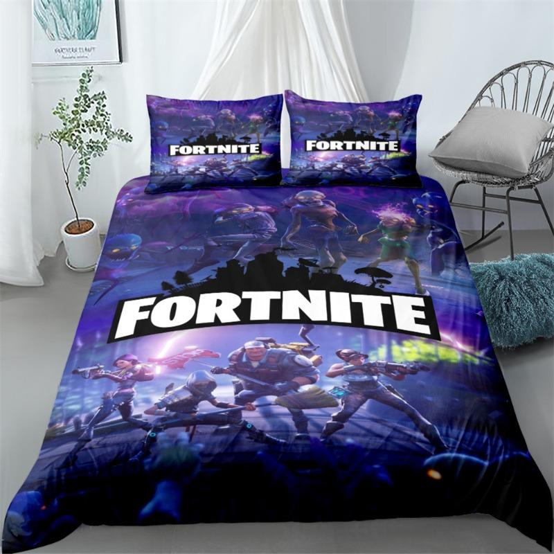 Ensemble de literie Fortnite Housse de couette Taie d'oreiller Décoration dessin animé de jeu Couvre-lit Housse de couette de chambre Ensemble de literie Cadeau de Noël pour enfants