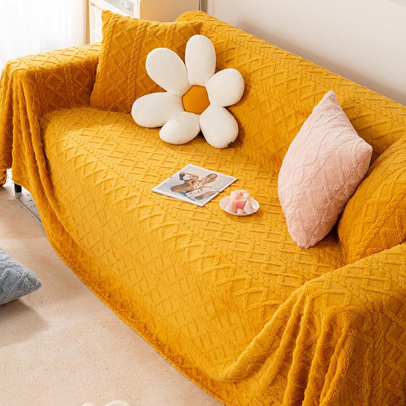Plush Plain View Four Seasons Universal High-End Sofa All-Inclusive Universal Sofa Cushion Cover Cloth Sofa Towel Slipcover