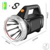 Powerful Handheld LED Searchlight Flashlight USB Rechargeable Work Light Portable Camping Light Torch with Shoulder Strap
