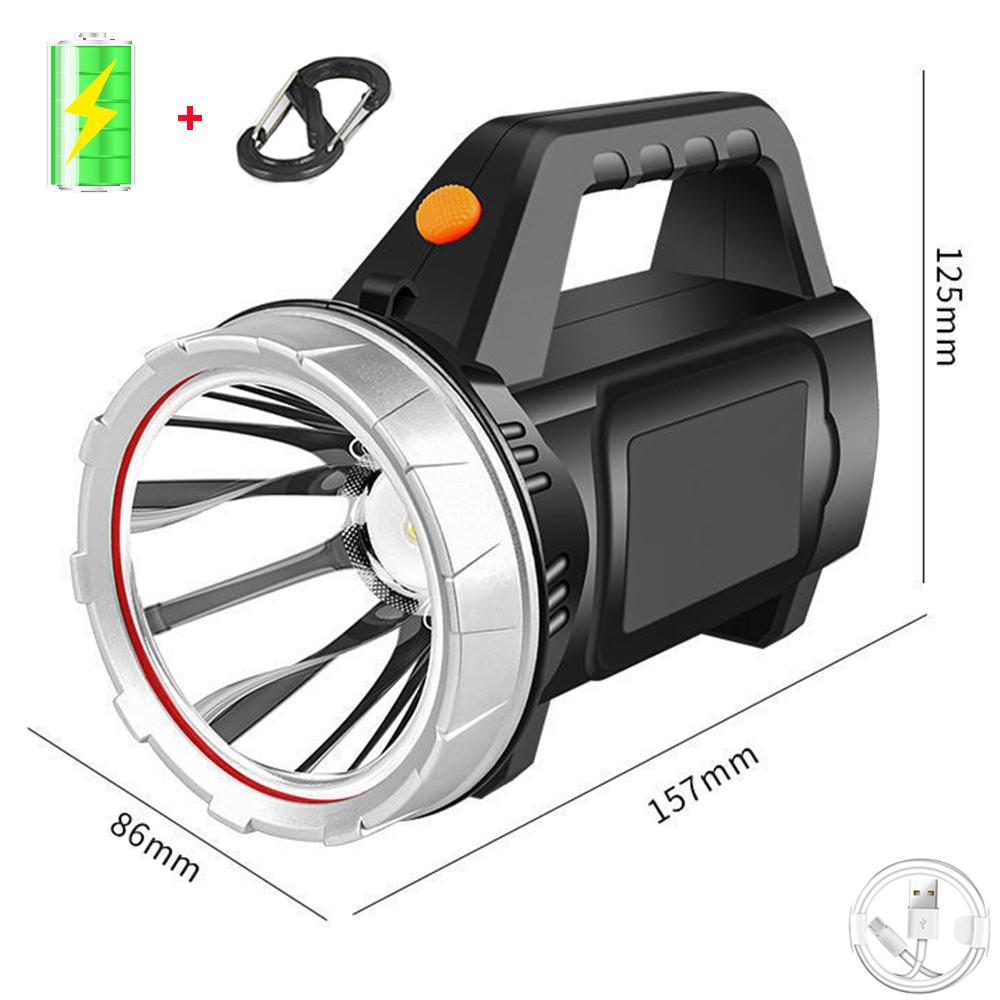 Powerful Handheld LED Searchlight Flashlight USB Rechargeable Work Light Portable Camping Light Torch with Shoulder Strap