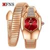 SANDA Women's Luxury Snake Head Bracelet Watch with Roman Mother-of-Pearl Dial, Diamond Accents, English Two-Hand, 30M Water Resistant.
