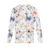 Women's Fashion Casual Pleated Round Neck Vintage Floral Print Long Sleeve T,Shirt Top
