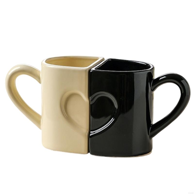 2er-Set Keramiktassen mit Herz-Puzzle-Design, bequemer Griff, Kaffeetasse für Paare, Romantiker, Valentinstagsgeschenk HX6C