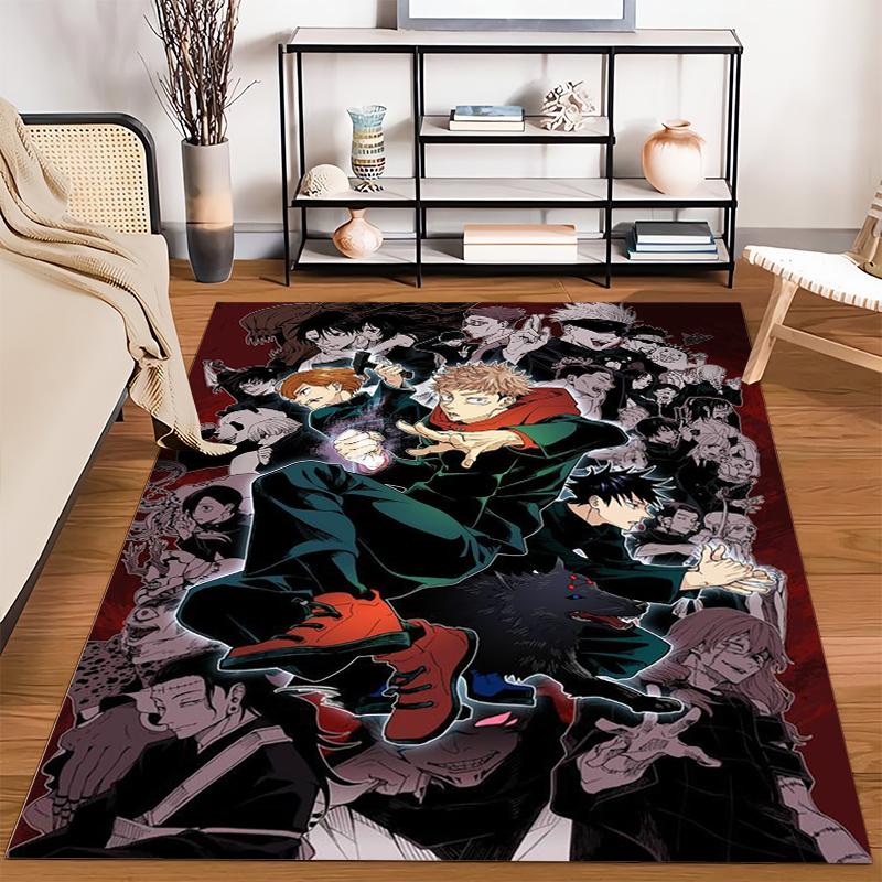 Anime-Teppich mit lebendiger Charakter-Collage für Wohnzimmer-Dekoration Geeignet für die Verwendung als Anti-Rutsch-Matte für Wohnzimmer, Schlafzimmer, Sofas