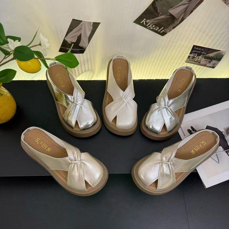 Thick-bottomed bag head half slippers women's 2025 new summer wear lazy one-pedal cool slippers women's summer versatile slippers