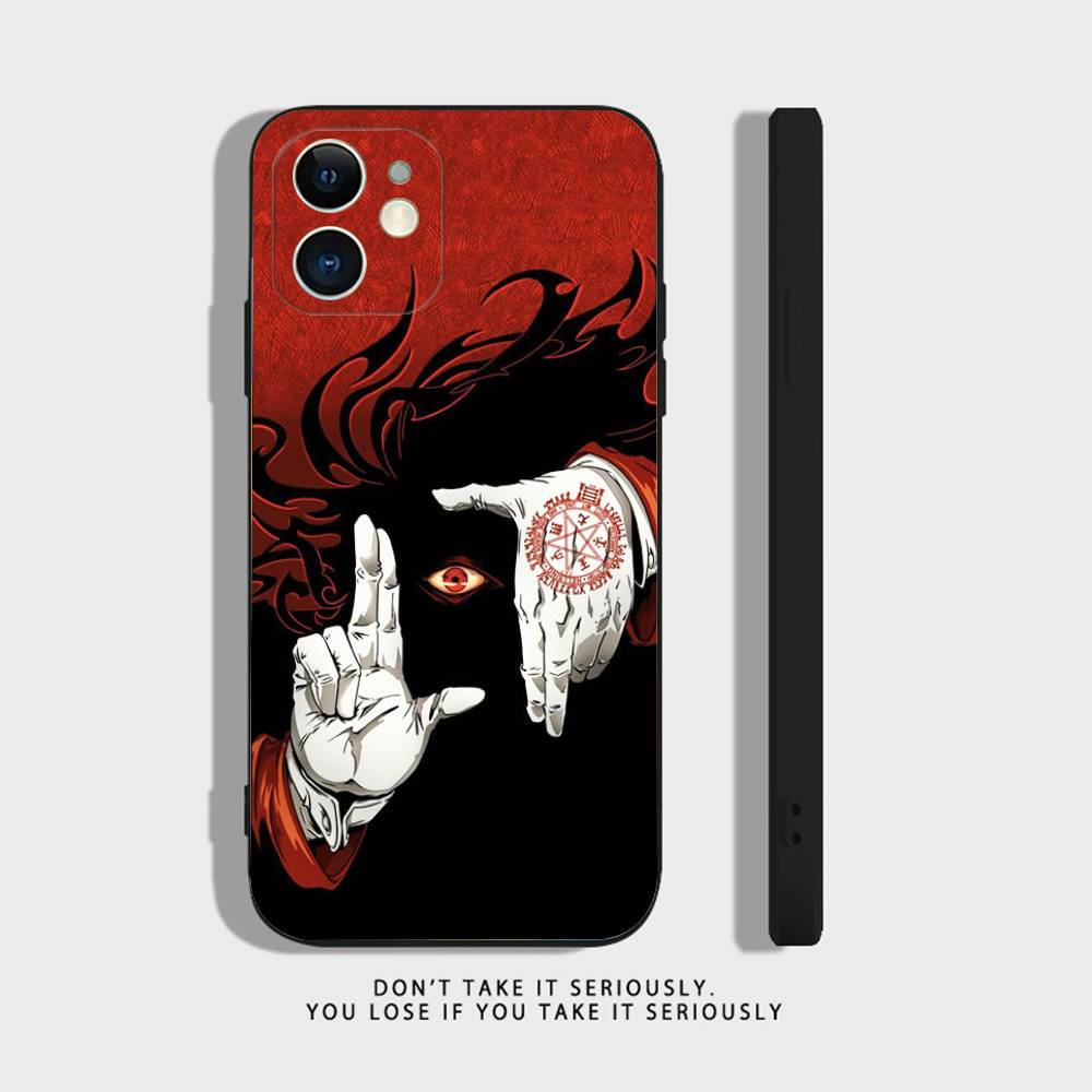 Anime Alucard Hellsing Phone Case For iPhone 16,15,14,13,12,11,Pro,X,XS,Max,XR,Plus,Mini Soft Silicone Black Shockproof