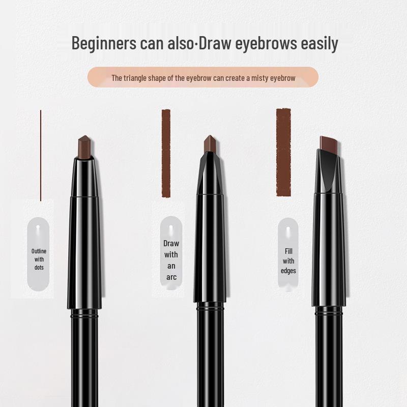 Dual-Ended Rotating Eyebrow Pencil with Waterproof, Smudge-Proof Refill Core