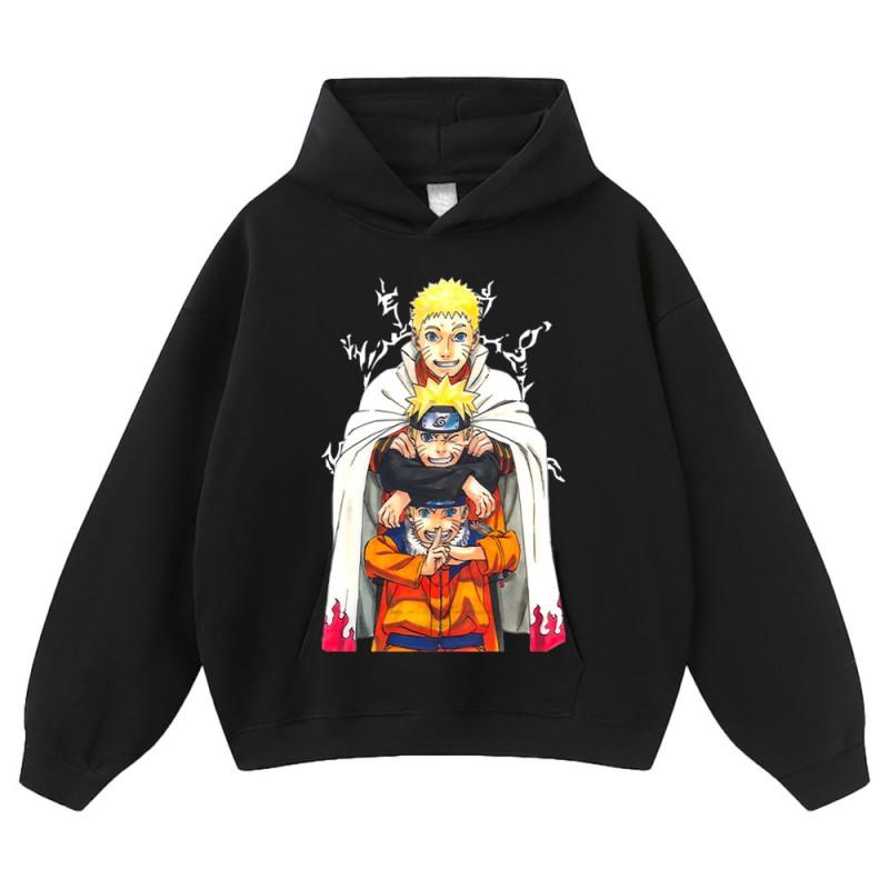 Oversized Cotton Long Sleeve Graphic Hoodie Men - Vintage Anime Character Print Loose Fit Streetwear