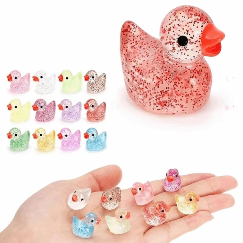 Glittering Resin Duck Figure Toy Mini Small Mini Tiny Ducks Miniature Duck Ornament Landscape