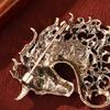 Retro Rhinestone Horse Brooch Pin Women Men Zinc Alloy Horse Head Lapel Pin Animal