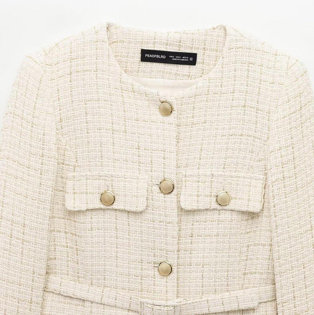 Damen Frühling/Sommer 2025 Lässiger strukturierter Blazer mit Gürtel - Europäischer & Amerikanischer Stil