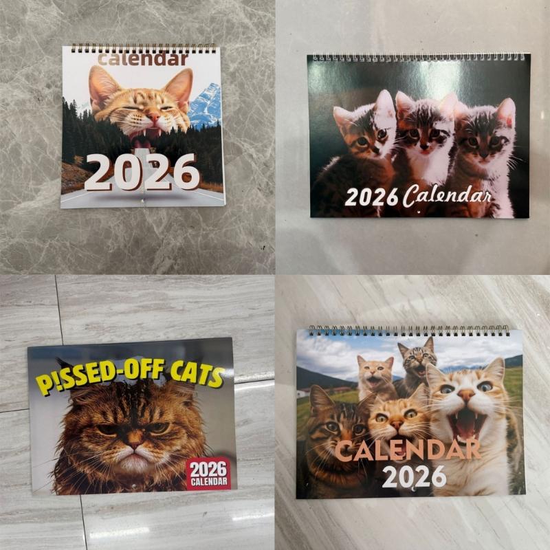 2026 Kitten Themed Wall Mounted Calendar Planner 12 Month from Jan To Dec with Date Highlight For Daily Weekly Planning