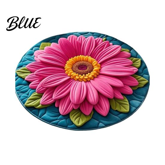 Floral Patterned Bathroom Diatomaceous Earth Absorbent Quick Sunflower Area Rug 3D Dry Plush Floor Decoration
