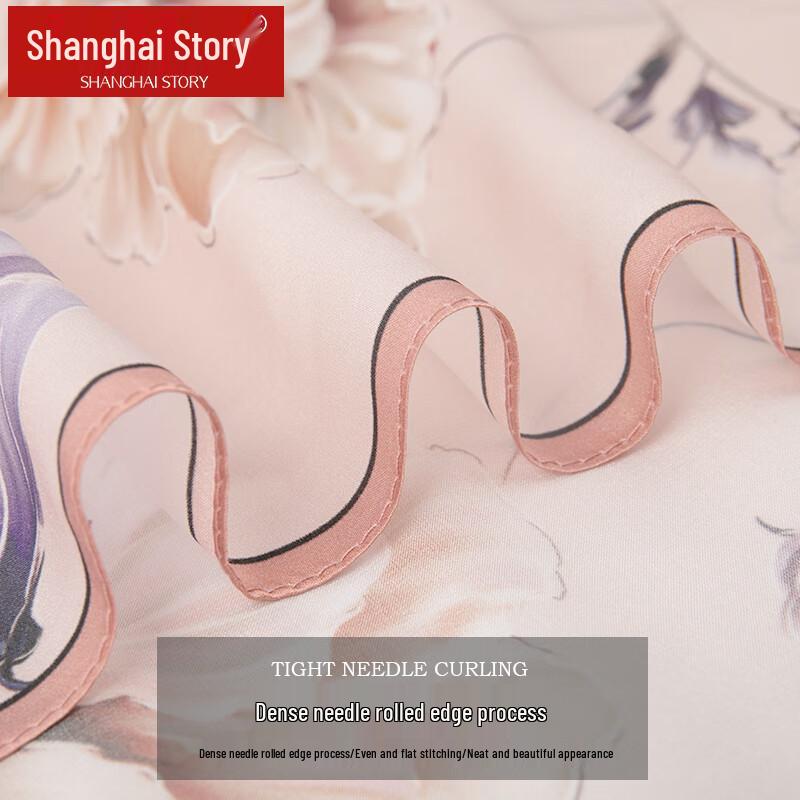 Shanghai Story 100% Mulberry Silk Medium Square Scarf