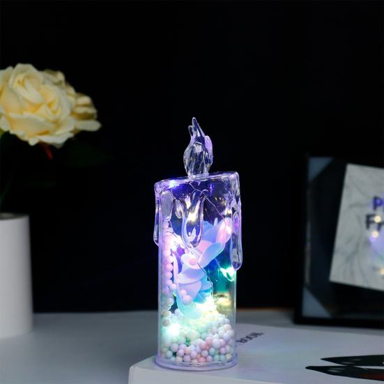 1Pc/2Pcs Eternal Flower Flameless Candles LED Flickering Pillar Candles Valentine's Day Night Light for Wedding Home Decor