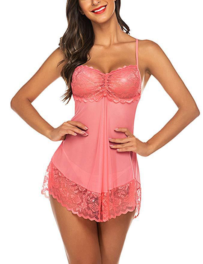 European & American Sexy See-Through Lace Mesh Nightdress