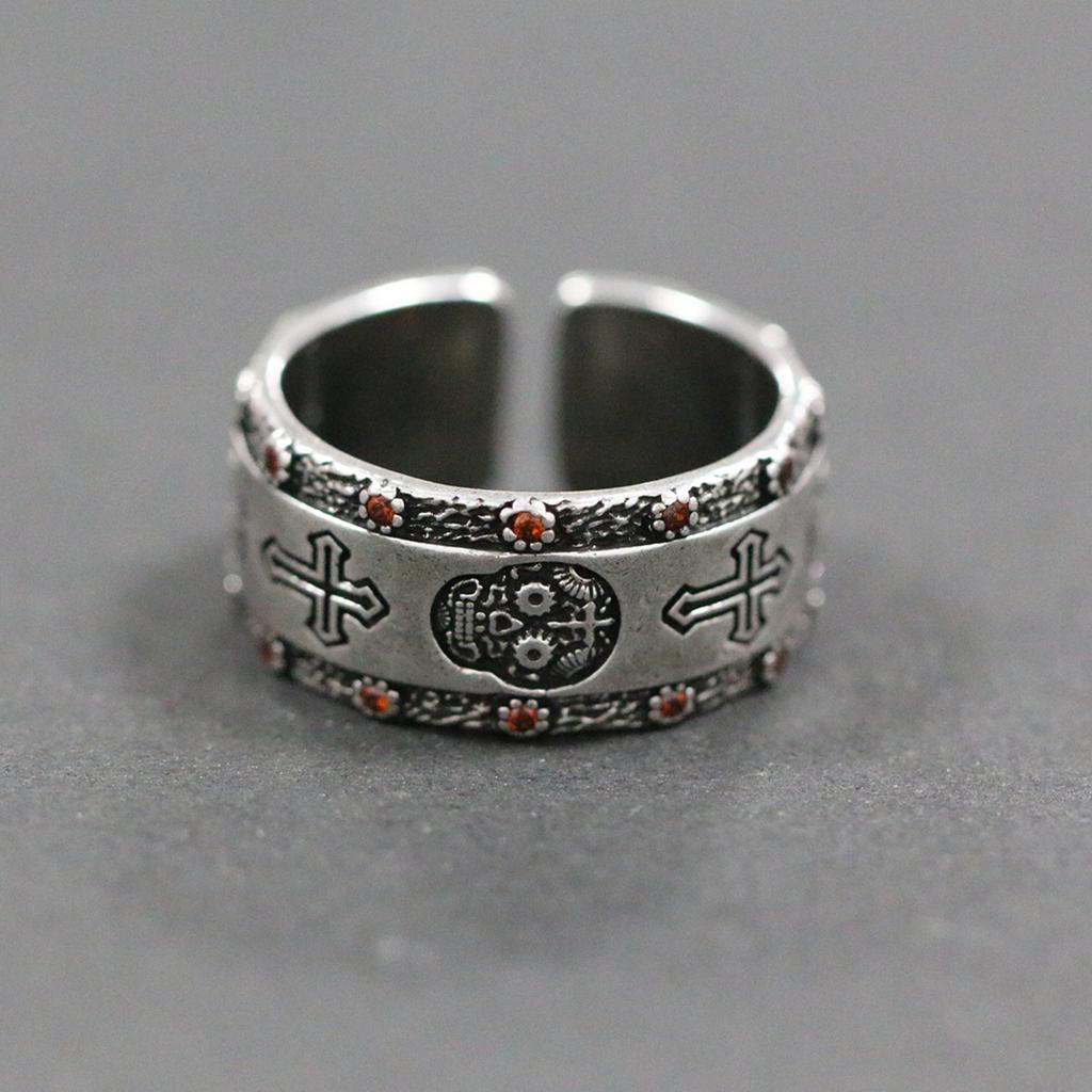 Trendy Retro Knight Shield Cross Ring Charming Men's Ring New Fashion Cross Amulet Jewelry Hip Hop Punk Accessories Party Gift